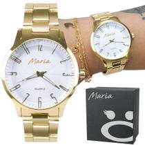 Relógio Feminino Dourado Aço inoxidável Com Caixa Luxuosa