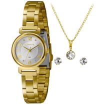 Relogio feminino dourado analogico lince