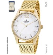 Relógio Feminino Dourado Champion com colar e brincos Original