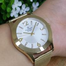 Relógio Feminino Dourado Champion - Dourado com Pulseira de Esteira