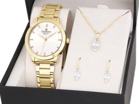 Relógio Feminino Dourado Champion Kit CN25261W