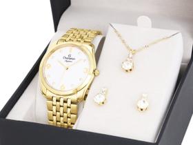Relógio Feminino Dourado Champion Kit CN25341W