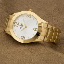 Relógio Feminino Dourado Champion Original Kit com colar e brincos