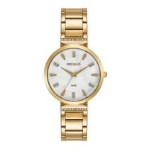 Relógio Feminino Dourado com Cristais Madrepérola 44285LPSVDS1 Relógio Feminino Dourado com Cristais Madrepérola 44285LPSVDS1