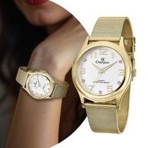 Relógio Feminino Dourado com Fundo Branco Analógico de Pulso Movimento Quartzo Delicado Luxo Elegante Fashion Kit com Colar e Brincos Champion Relógio Feminino Dourado com Fundo Branco Analógico de Pulso Movimento Quartzo Delicado Luxo Elegante Fashion Kit com Colar e Brincos Champion