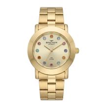 Relógio Feminino Dourado com strass colorido 3300145F