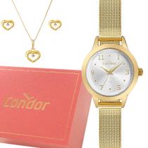 Relógio Feminino Dourado Condor Prova d'água e 1 ano de garantia com conjunto