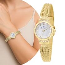 Relógio Feminino Dourado de Pulso Pequeno Delicado Fashion Luxo Elegante Casual Social Champion Relógio Feminino Dourado de Pulso Pequeno Delicado Fashion Luxo Elegante Casual Social Champion