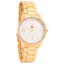 Relógio Feminino Dourado de Pulso Quebec Original Luxuoso e Elegante