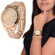 Relógio Feminino Dourado Dhp Prova Dágua Nota Fiscal COM PULSEIRA