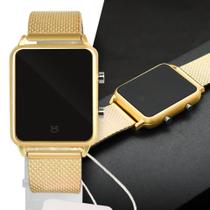 Relogio Feminino Dourado Digital ajustável pulseira silicone