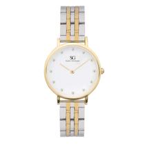 Relogio feminino dourado e prata Madison Diamond Bicolor Gold 32mm Saint Germain