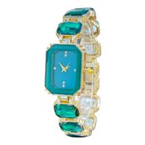 Relógio Feminino Dourado Fashion Analógico Pedras Quartzo