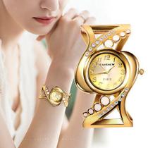 Relógio Feminino Dourado Kit presente dia dos namorados c/ colar e pulseira - CansNow