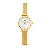 Relógio Feminino Dourado Mini Tulipa Gold Fundo Branco 22mm