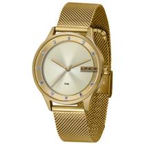 Relógio Feminino dourado Pulseira Mesh Lince LRG4623L