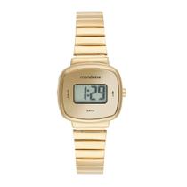 Relógio Feminino Dourado Quadrado Digital Minimalista - 32954LPMVDE1