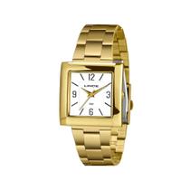 Relógio Feminino Dourado Quadrado Lince Original Clássico