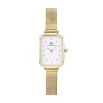 Relógio Feminino Dourado Quadrado Saint Germain Square Chelsea Diamond Gold