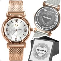 Relógio Feminino Dourado Quartz Banhado a Ouro + Caixa Premium Casual