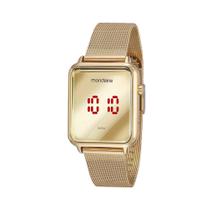 Relógio feminino dourado rosa digital Mondaine 32171LPMV