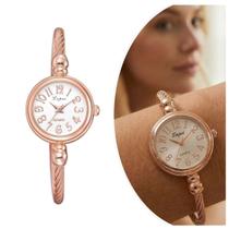 Relógio Feminino Dourado Rosé Quartz Pequeno Analógico Ajustável Relógio Feminino Dourado Rosé Quartz Pequeno Analógico Ajustável