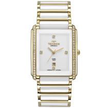 Relógio Feminino Dourado Technos Quadrado Cerâmica Safira