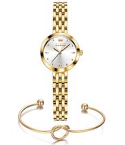 Relógio Feminino Elegante Analógico Dourado + Pulseira Nó Relógio Feminino Elegante Analógico Dourado + Pulseira Nó