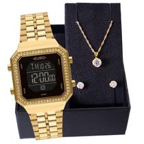 Relógio Feminino Euro Fashion Fit Diamond Dourado EUBJK032AB/4P Original