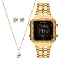 Relógio Feminino Euro Fashion Fit Diamond Dourado EUBJK032AB/4P