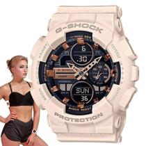 Relógio Feminino G-Shock Casio Analógico Digital Redondo Resistente Choques Prova Dágua 20 ATM Esportivo Salmão GMA-S140M-4ADR