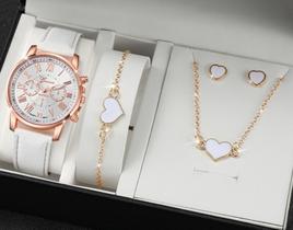 Relógio Feminino Geneva Elegante Com Pulseira E Acessórios