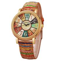 Relógio feminino Gosasa multicolorido com pulseira de couro, quartzo, 38 mm