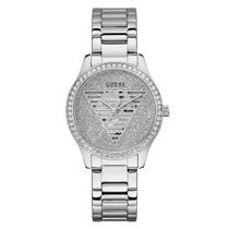 Relógio feminino GUESS, 38 mm, pulseira prateada, mostrador prateado