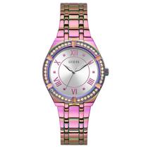 Relógio Feminino Guess - Caixa Roxa 36mm, Mostrador Prateado com Pulseira