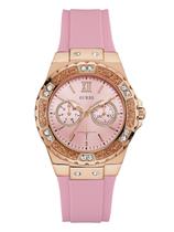 Relógio Feminino GUESS U1053L3 - Aço Inoxidável com Pulseira de Silicone Rosa