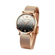 Relógio Feminino Hannah Martin Com Design De Borboleta 3D Em Ouro Rosa, Pulseira De Malha De Aço