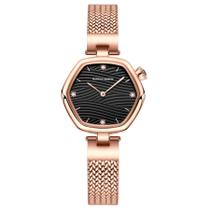 Relogio feminino hexagonal malha aço inoxidável quartzo à prova dagua