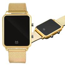 Relógio Feminino LED Dourado Silicone Ajustável