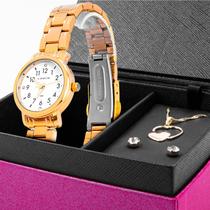 Relogio Feminino Lince Analogico Aço Inoxidavel Dourado Original Resistente a Agua 1 Ano de Garantia Com Brinco e Colar RLLRGH186L25 Relogio Feminino Lince Analogico Aço Inoxidavel Dourado Original Resistente a Agua 1 Ano de Garantia Com Brinco e Colar RLLRGH186L25