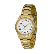 Relógio Feminino Lince Dourado Com Strass Original Analógico LRGJ099L B2KX