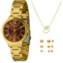 Relogio Feminino Lince Dourado Kit Colar Coração Strass Lrg4738l38 M2kx Relogio Feminino Lince Dourado Kit Colar Coração Strass Lrg4738l38 M2kx