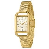 Relógio Feminino Lince Dourado Malha Inox Retangular Original Resistente à Água LQG4790L24C1KX Relógio Feminino Lince Dourado Malha Inox Retangular Original Resistente à Água LQG4790L24C1KX