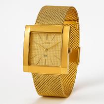Relógio Feminino Lince Dourado Retangular Champanhe Original Resistente à Água LQG4654LC1KX
