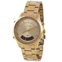 Relógio Feminino Lince Dual Time Dourado LAG4640L