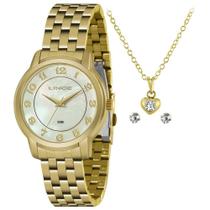 Relógio Feminino Lince LRG4705L K068 Pulseira de Aço Dourado