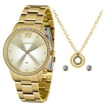 Relógio Feminino Lince LRGJ119L KY79C2KX Kit com Semijoias Folheadas