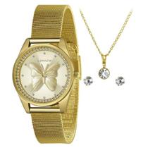 Relógio Feminino Lince LRGJ146L KN94 Pulseira Mesh Dourado