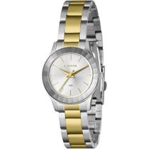 Relógio Feminino Lince Prata Dourado 32mm Aço à Prova d'Água