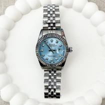 Relógio feminino luxo date just azul e prata 31mm - estilo e elegância